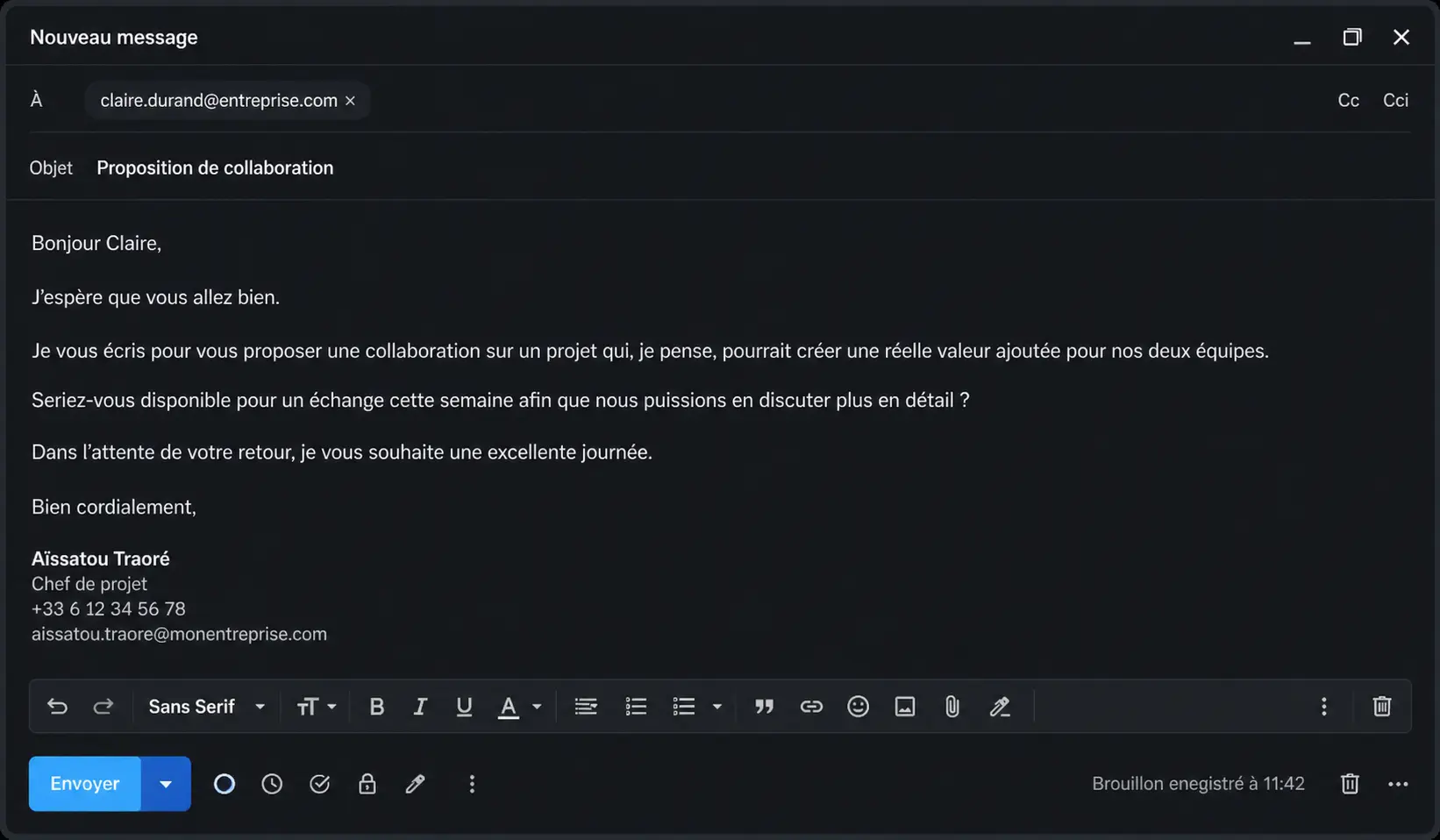 Email commercial généré par Claude AI